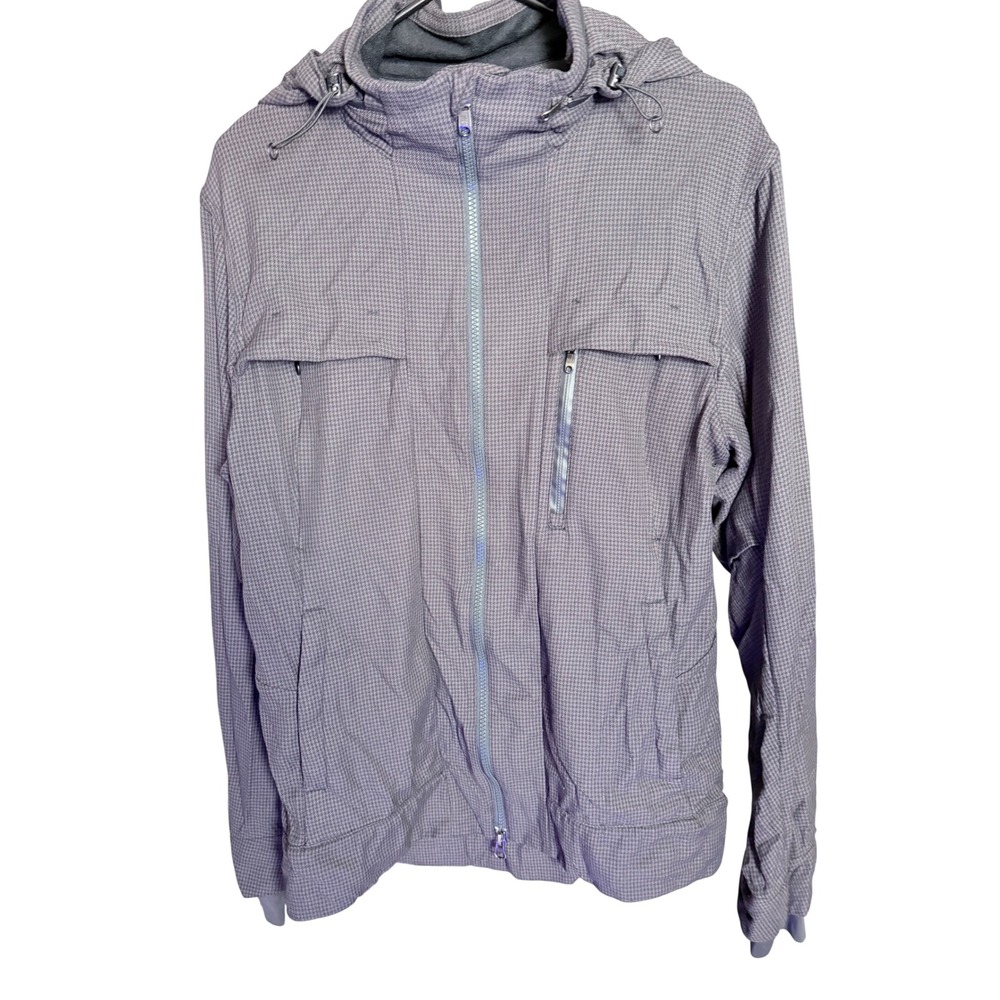 Lululemon Hooded Windbreaker Jacket Houndstooth Grey Size L